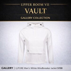 G/FORE Golf Vault Gallery Collection White Quarter-Zip Hooded Windbreaker Size M